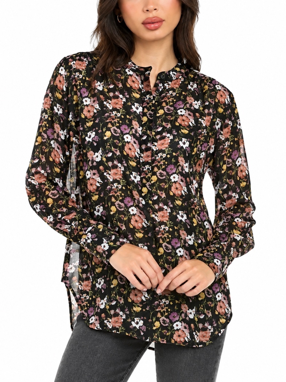 RAG & BONE moody florals light weight pull over blouse medium